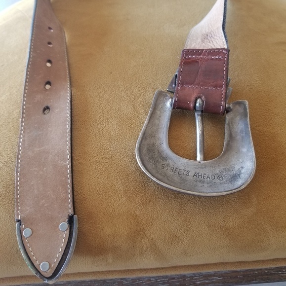 Retro vintage genuine brown leather belt - Picture 2 of 8